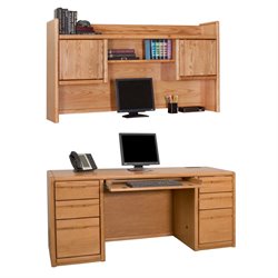 Kathy Ireland Home by Martin Furniture Wood Computer Desk with Hutch in Oak