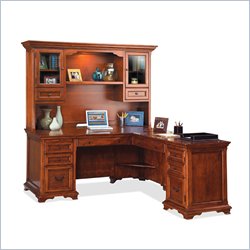 Kathy Ireland Home by Martin Furniture Charlotte 68 L-Shape Executive Home Office Set with Hutch in Cherry