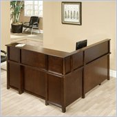 Kathy Ireland Home by Martin Furniture Tribeca Loft Cherry Corner Reception Desk with Hutch -Left