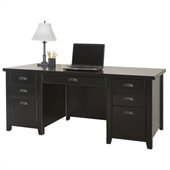 Kathy Ireland Home by Martin Furniture Tribeca Loft Double Pedestal Wood Executive Desk in Black