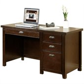 Kathy Ireland Home by Martin Furniture Tribeca Loft Single Pedestal Wood Computer Desk in Cherry 