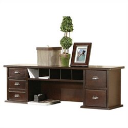 Kathy Ireland Home by Martin Furniture Tribeca Loft Cherry Short Reception Desk Hutch