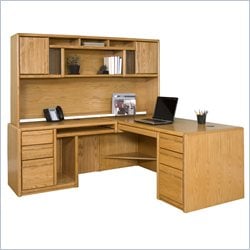 Kathy Ireland Home by Martin Furniture Contemporary L-Shape Left Facing Wood Home Office Set in Oak
