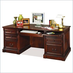 Kathy Ireland Home by Martin Furniture Mount View Double Pedestal Wood Computer Desk in Cherry