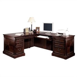 Kathy Ireland Home by Martin Furniture Mount View L-Shape Wood Computer Desk Set with Right Return in Cherry Cobblestone