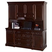 Kathy Ireland Home by Martin Furniture Mount View Wood Credenza Desk with Hutch in Cherry