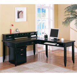 Kathy Ireland Home by Martin Furniture Tribeca Loft L-Shape Wood Desk in Black