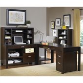 Martin Furniture Carlton 4pc L-Shaped Desk Configuration in Bourbon