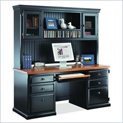 Kathy Ireland Home by Martin Furniture Southampton Computer Desk with Hutch in Black Onyx by Kathy Ireland