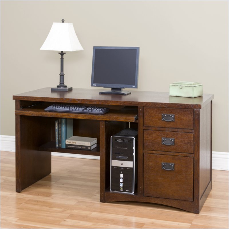 Kathy Ireland Home by Martin Fuwrniture California Bungalo Wood Computer Desk in Cherry