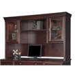 ADD TO YOUR SET: Kathy Ireland Home by Martin Furniture Huntington Club Solid Wood Hutch Top with Two Glass Doors and Pullout Task Light Bridge in Distressed Cherry