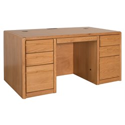Kathy Ireland Home by Martin Furniture Contemporary Double Pedestal Wood Computer Desk in Oak