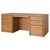 Kathy Ireland Home by Martin Furniture Contemporary Double Pedestal Solid Wood Computer Desk in Oak