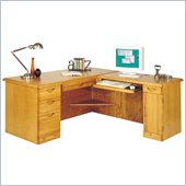 Kathy Ireland Home by Martin Furniture Waterfall Right L-Shape Wood Computer Desk in Medium Oak