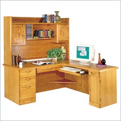 Kathy Ireland Home by Martin Furniture Waterfall L-Shape Wood Home Office Set in Oak