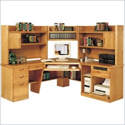 Kathy Ireland Home by Martin Furniture Waterfall 6-Piece Wood Corner Unit with Hutch