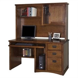 Kathy Ireland Home by Martin Furniture Mission Pasadena Wood Computer Desk and Hutch