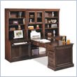Kathy Ireland Home by Martin Furniture Mount View Wood Peninsula Home Office Set with Hutch in Cherry Cobblestone