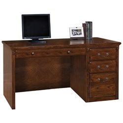 Kathy Ireland Home by Martin Furniture Huntington Oxford Single Pedestal Wood Computer Desk in Burnish