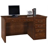 Kathy Ireland Home by Martin Furniture Huntington Oxford Single Pedestal Wood Computer Desk in Burnish