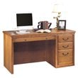 ADD TO YOUR SET: Kathy Ireland Home by Martin Furniture Huntington Oxford Single Pedestal Wood Computer Desk in Distressed Wheat