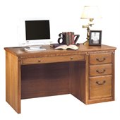 Kathy Ireland Home by Martin Furniture Huntington Oxford Single Pedestal Wood Computer Desk in Distressed Wheat