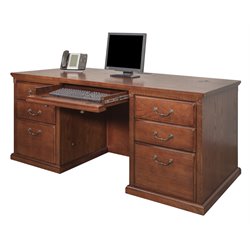 Kathy Ireland Home by Martin Furniture Huntington Oxford Executive Double Pedestal Wood Computer Desk in Burnish