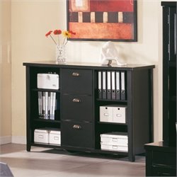 Kathy Ireland Home by Martin Furniture Tribeca Loft 3 Drawer Lateral Wood File Storage Bookcase in Black
