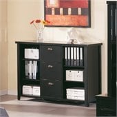 Kathy Ireland Home by Martin Furniture Tribeca Loft 3 Drawer Lateral Wood File Storage Bookcase in Black