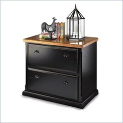 Kathy Ireland Home by Martin Furniture Southampton 2 Drawer Lateral Wood File Cabinet in Distressed Onyx Black and Oak