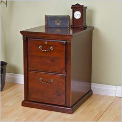 Kathy Ireland Home by Martin Furniture Huntington Club 2 Drawer Solid Wood Vertical File Storage Cabinet in Distressed Cherry