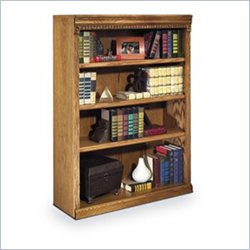 Kathy Ireland Home by Martin Furniture Huntington Oxford 4 Shelf Wood Bookcase in Distressed Wheat