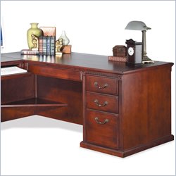 Kathy Ireland Home by Martin Furniture Huntington Club Solid Wood Left Hand Facing 68 W Executive Desk in Distressed Cherry