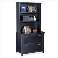 Kathy Ireland Home by Martin Furniture Tribeca Loft 2 Drawer Lateral Wood File Storage Cabinet with Hutch in Black