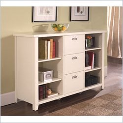 Kathy Ireland Home by Martin Furniture Tribeca Loft Office 3 Drawer Lateral Wood File Cabinet in Distressed White