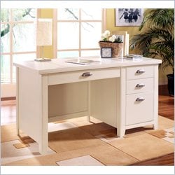 Kathy Ireland Home by Martin Furniture Tribeca Loft Single Pedestal Wood Writing Desk in White