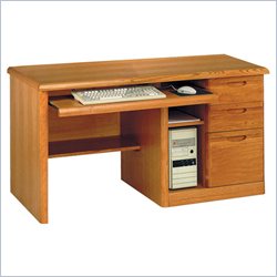 Kathy Ireland Home by Martin Furniture Waterfall Single Pedestal Wood Computer Desk in Medium Oak