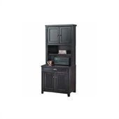 Kathy Ireland Home by Martin Furniture Tribeca Loft Wood Computer Base with Hutch in Black 