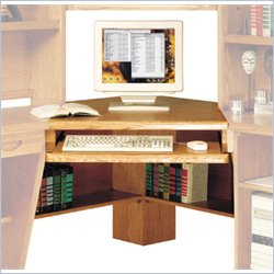 Kathy Ireland Home by Martin Furniture Waterfall Corner Wood Desk in  Medium Oak