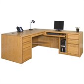 Kathy Ireland Home by Martin Furniture Contemporary 68 Executive Solid Wood Desk for Right Hand Facing Keyboard Return in Oak