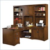 Kathy Ireland Home by Martin Furniture Mission Pasadena Collection Peninsula Wood Office Set with Hutch in Cherry