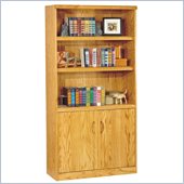Kathy Ireland Home by Martin Furniture Waterfall 5 Shelf Wood Bookcase with Doors in Medium oak