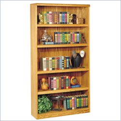 Kathy Ireland Home by Martin Furniture Wood 5 Shelf Waterfall Open Bookcase in Oak