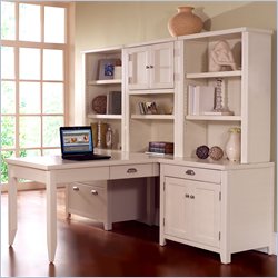 Kathy Ireland Home by Martin Furniture Tribeca Loft Modular Wood Home Office Set with Hutch in White