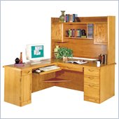 Kathy Ireland Home by Martin Furniture Waterfall L-Shape Wood Home Office Set with Hutch in Medium Oak