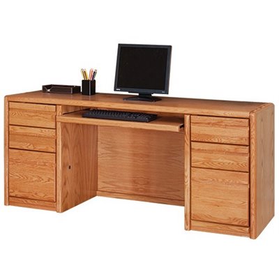 Kathy Ireland Home by Martin Furniture Contemporary Solid Wood Credenza Desk in Oak