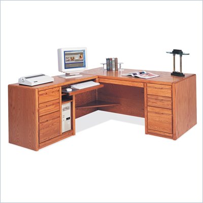 Kathy Ireland Home by Martin Furniture Contemporary 68" Executive Solid Wood Desk for Left Hand Facing Keyboard Return in Oak