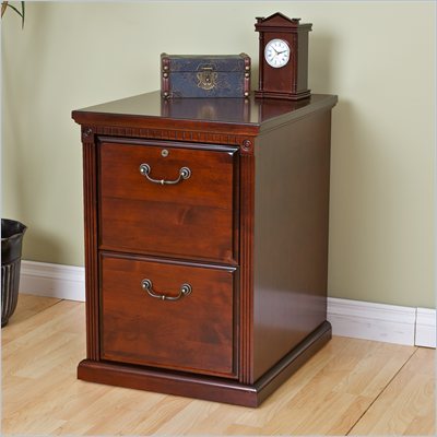 Kathy Ireland Home by Martin Furniture Huntington Club 2 Drawer Solid Wood Vertical File Storage Cabinet in Distressed Cherry