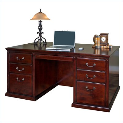 Kathy Ireland Home by Martin Furniture Huntington Club Solid Wood Executive Computer Desk in Distressed Cherry