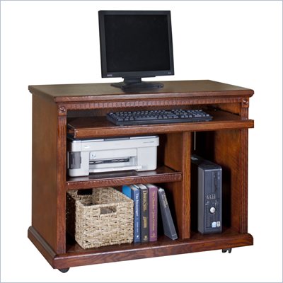 Kathy Ireland Home by Martin Furniture Huntington Oxford Wood Computer Cart in Distressed Burnish